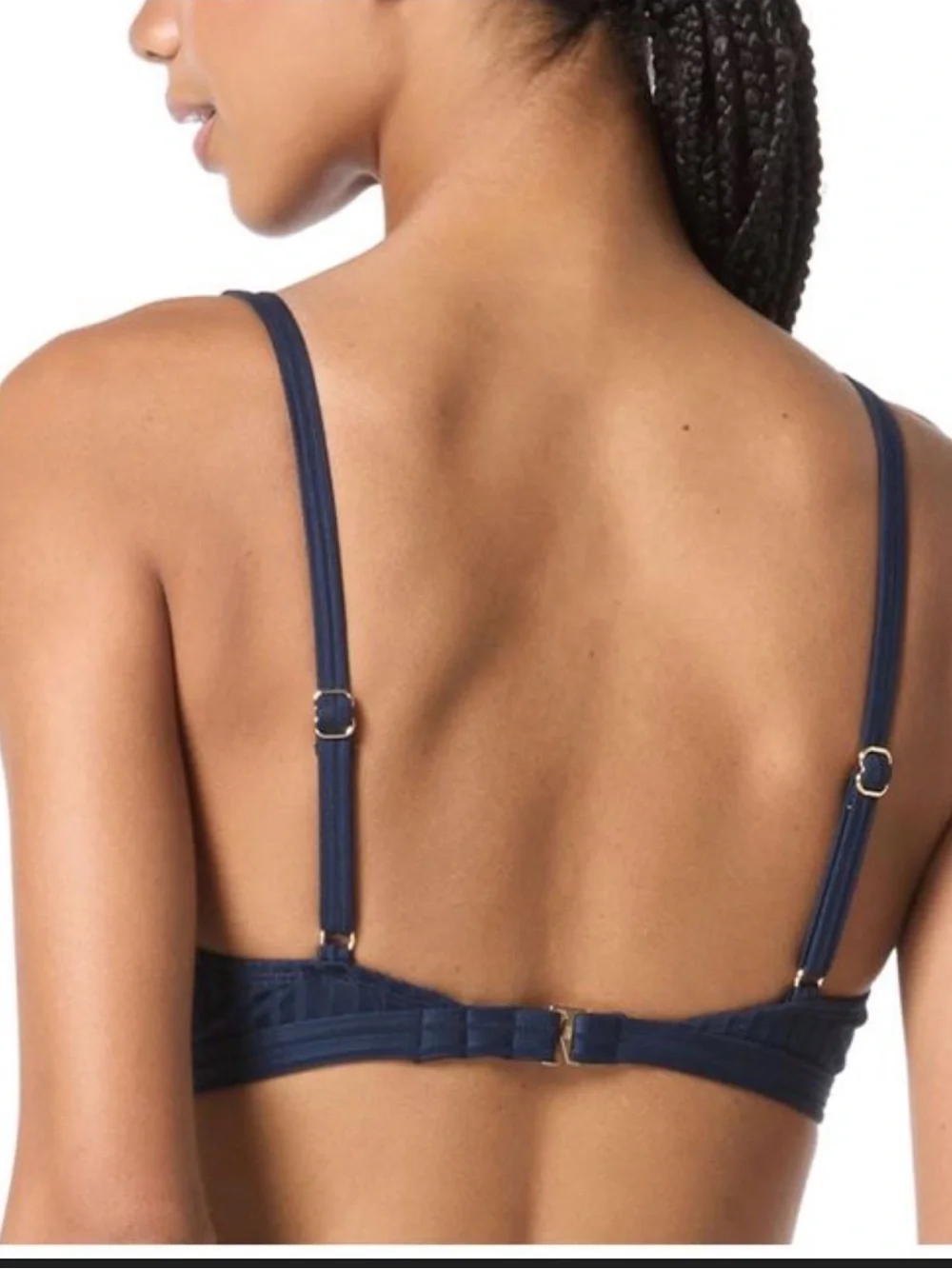 NWT MICHAEL Michael Kors Ribbed Hardware V-Neck Bikini Top